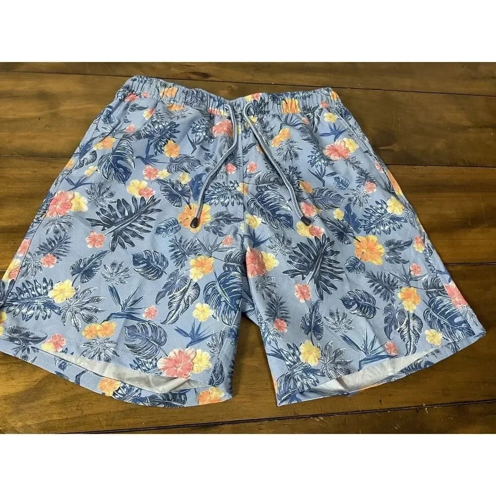 Peter Millar Swim Trunks Crown Moanalua Print Size Small Blue NWT